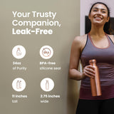Otiem Smooth Ayurvedic Preimum Copper Water Bottle  - 1 Litre (34 Oz) Leak Proof (Handcrafted)