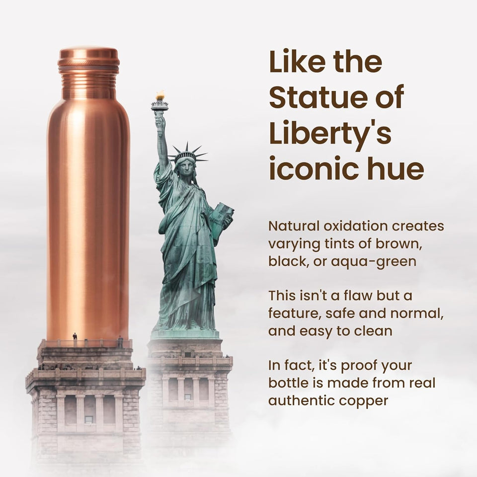 Otiem Smooth Ayurvedic Preimum Copper Water Bottle  - 1 Litre (34 Oz) Leak Proof (Handcrafted)