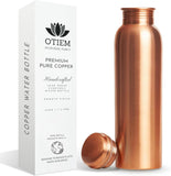 Otiem Smooth Ayurvedic Preimum Copper Water Bottle  - 1 Litre (34 Oz) Leak Proof (Handcrafted)