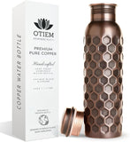 Otiem Antique Black Ayurvedic Premium Copper Water Bottle  - 1 Litre (34 Oz) Leak Proof (Handcrafted)