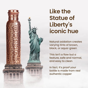 Otiem Hammered Ayurvedic Premium Copper Water Bottle  - 1 Litre (34 Oz) Leak Proof (Handcrafted)
