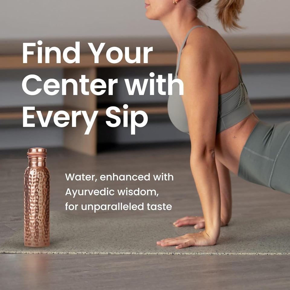Otiem Hammered Ayurvedic Premium Copper Water Bottle  - 1 Litre (34 Oz) Leak Proof (Handcrafted)