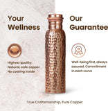 Otiem Hammered Ayurvedic Premium Copper Water Bottle  - 1 Litre (34 Oz) Leak Proof (Handcrafted)