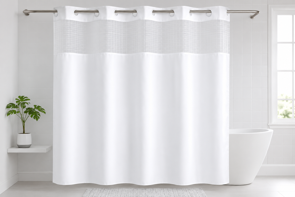 Otiem Waffle Weave Hookless Shower Curtain — No Installation Stress, Pure Waterproof Protection