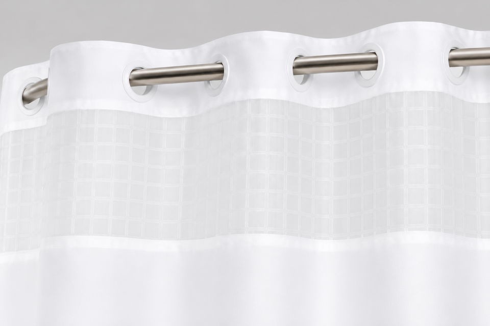 Otiem Waffle Weave Hookless Shower Curtain — No Installation Stress, Pure Waterproof Protection